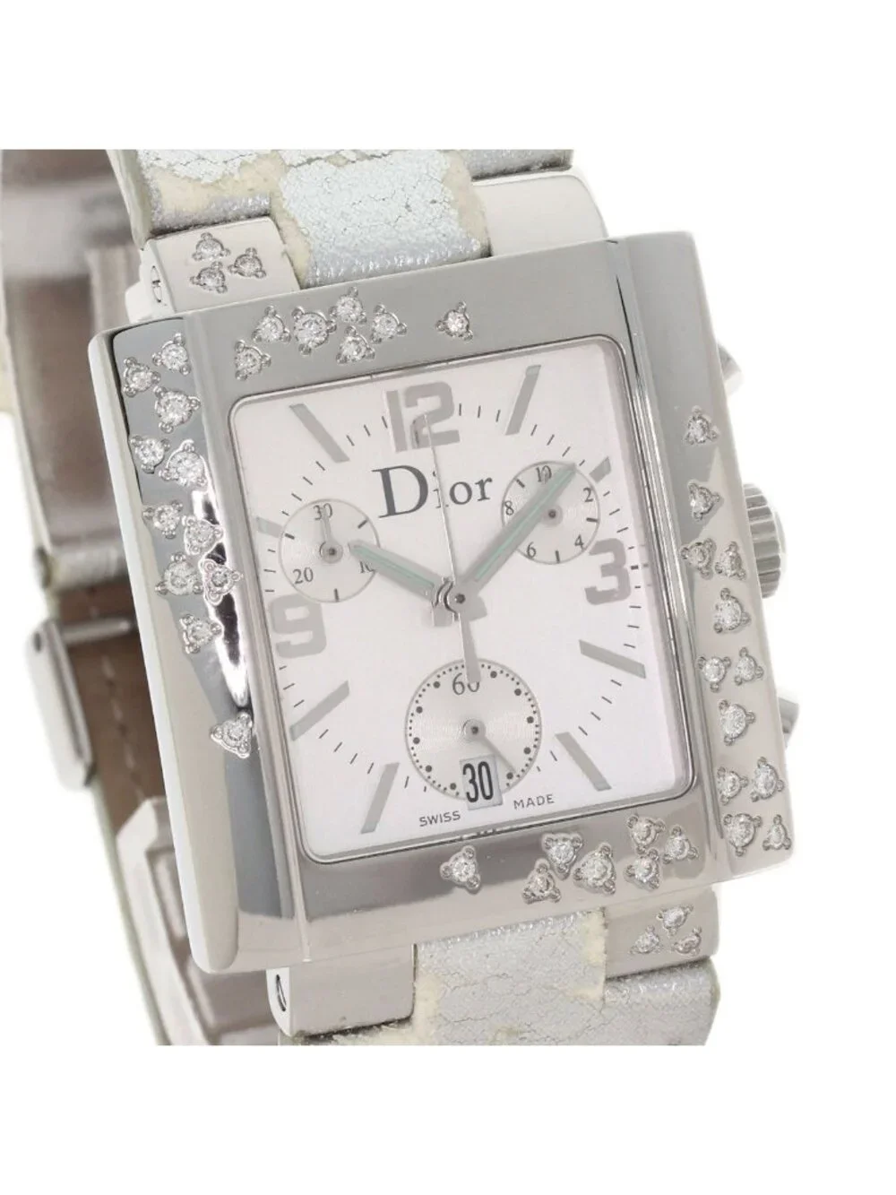 Dior Riverspark Ring Diamond Watch SS Leather